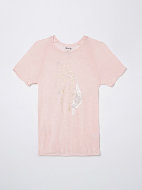 

Fame Forever by Lifestyle Girls Peach-Coloured Elsa Printed Pure Cotton Blouson Top