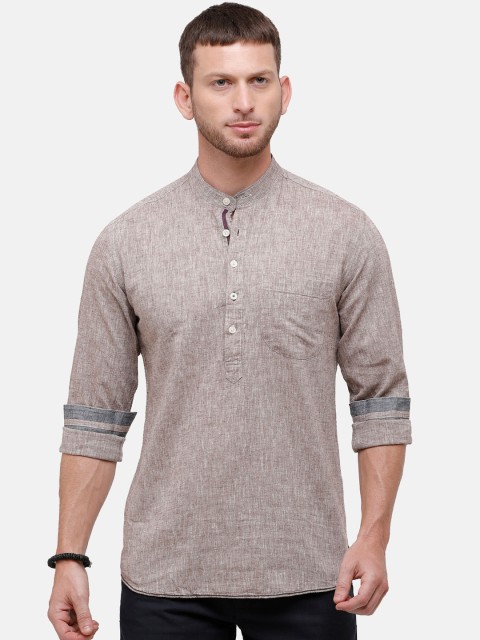 

CAVALLO by Linen Club Men Brown Solid Kurta