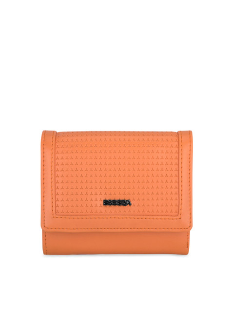

ESBEDA Women Orange Textured Three Fold Wallet