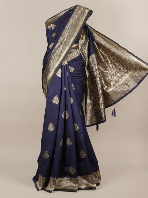 

Pothys Navy Blue Woven Design Jute Silk Saree