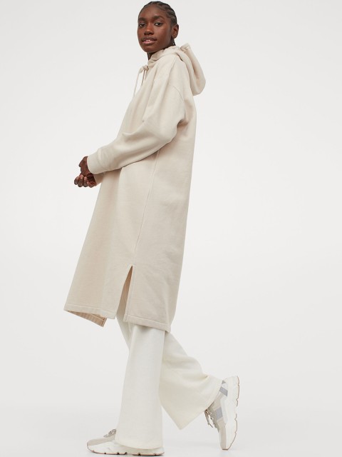 

H&M Women Beige Solid Hooded Dress