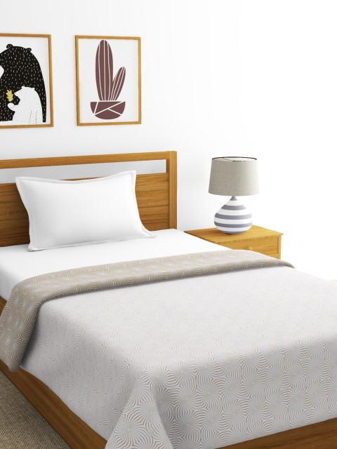 

BIANCA Beige & White Geometric AC Room 300 GSM Single Bed Dohar