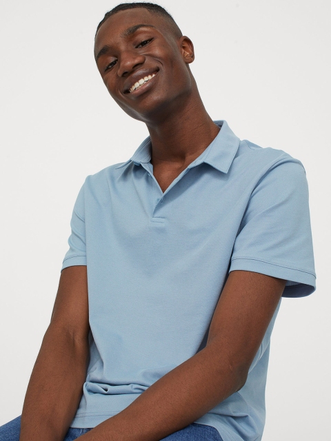 

H&M Men Blue Slim Fit COOLMAX Polo Shirt