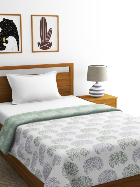 

BIANCA Green & White Floral AC Room 300 GSM Single Bed Dohar