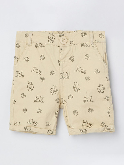 

max Boys Beige Printed Regular Fit Regular Shorts