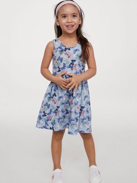 

H&M Girls Blue Patterned Jersey Dress