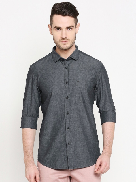 

Basics Men Charcoal Slim Fit Solid Casual Shirt