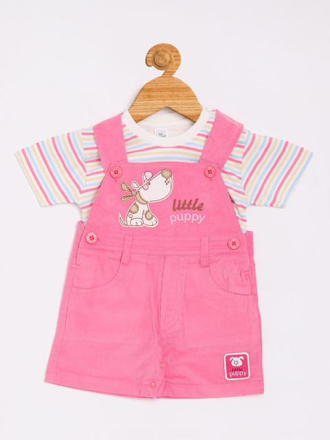 

Olio Kids Girls Pink & White Striped T-shirt with Shorts