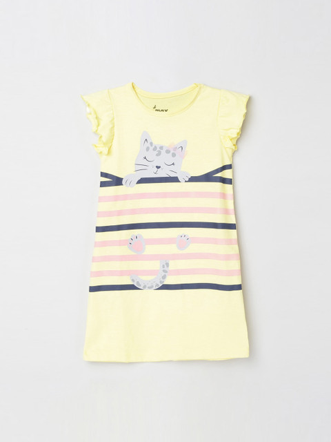 

max Girls Yellow Striped A-Line Dress