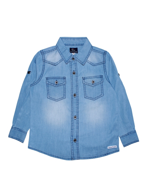 

KiddoPanti Boys Blue Regular Fit Faded Cotton Casual Shirt