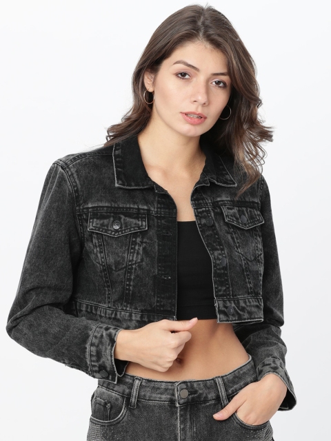 

Tokyo Talkies Women Black Solid Denim Jacket