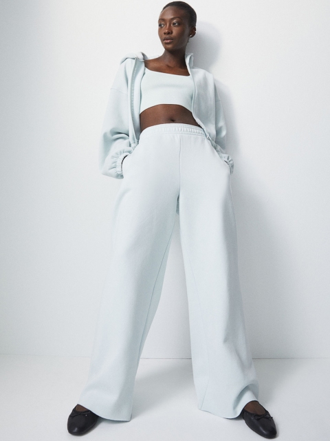 

H&M Women Blue Solid Wide Joggers