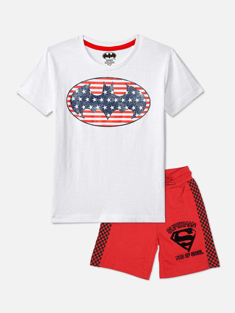 

Kids Ville Boys White & Red Printed T-shirt with Shorts