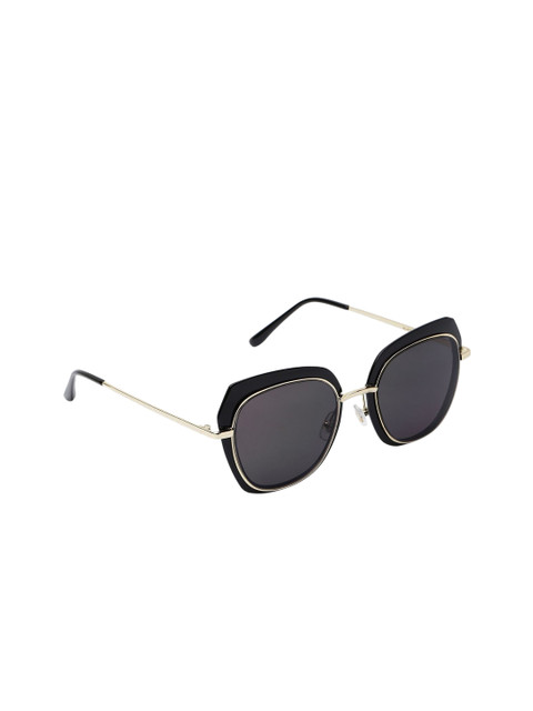 

MARC LOUIS Men Black Lens & Gold-Toned Oval Sunglasses with UV Protected Lens