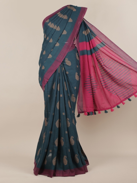 

Pothys Blue Woven Design Linen Blend Saree