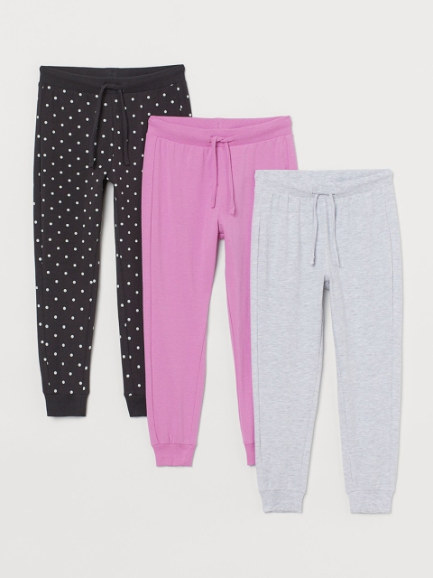 

H&M Girls Multicoloured 3-Pack Jersey Sustainable Joggers, Multi
