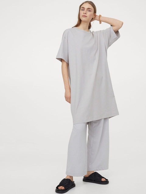 

H&M Women Grey Solid Jersey T-shirt Dress