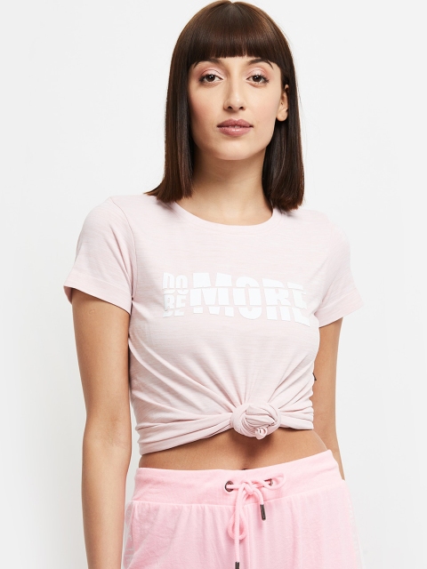 

max Women Pink Printed Round Neck T-shirt