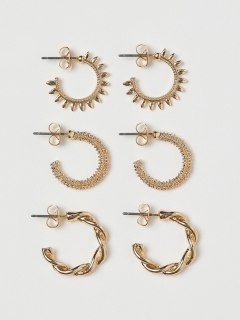 

H&M Women Gold-Toned 3 Pairs Hoop Earrings