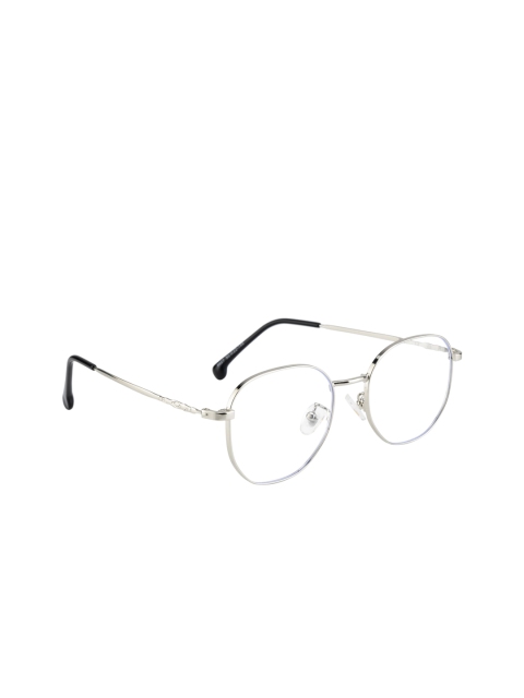 

Clark N Palmer Unisex Silver-Toned & Black Solid Full Rim Oval Frames