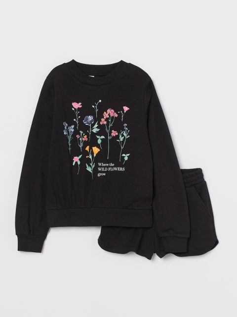 

H&M Girls Black & Pink Floral Printed 2-Piece Set