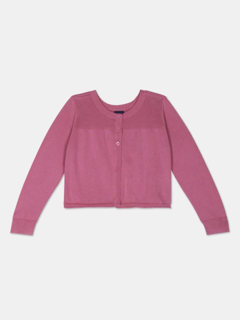 

GAP Girls Pink Solid Front-Open Cardigan Sweater