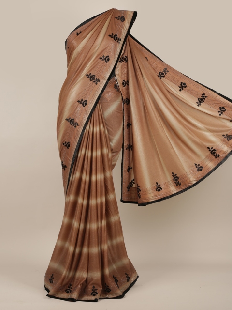 

Pothys Brown & Beige Poly Georgette Dyed Saree