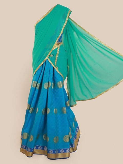 

Pothys Blue & Green Poly Chiffon Woven Design Saree