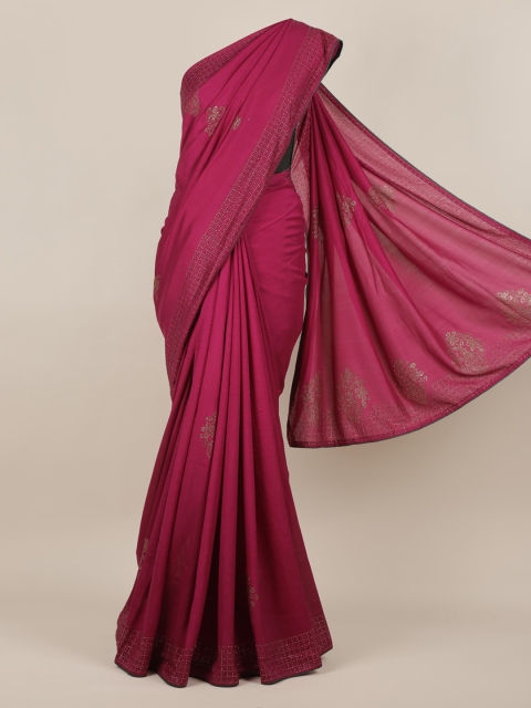 

Pothys Burgundy Embellished Jute Silk Saree