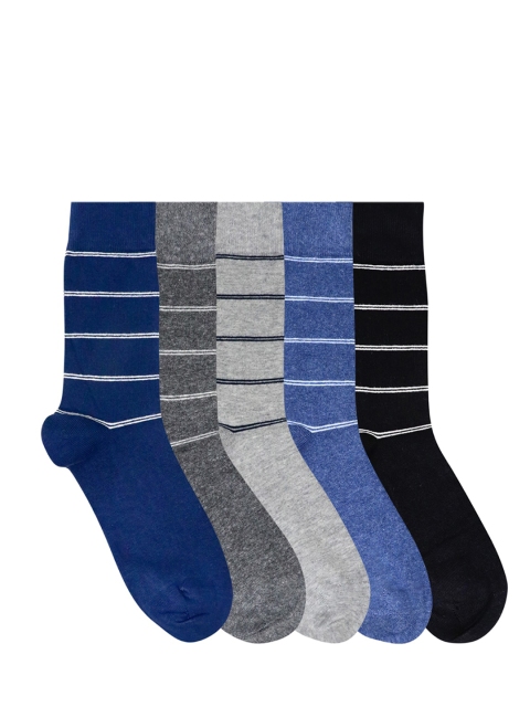 

Mustang Men Pack Of 5 Striped Calf-Length Socks, Blue