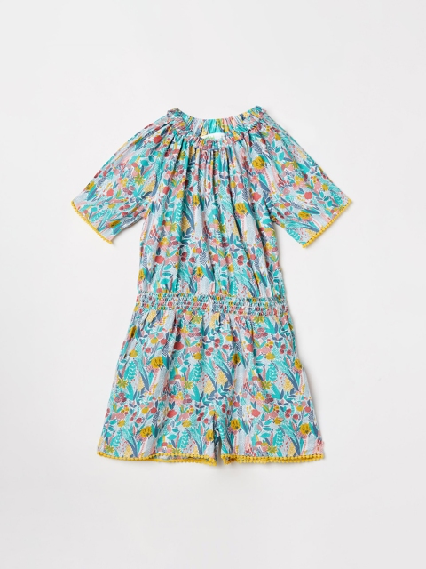 

Bossini Girls Sea Green & Yellow Printed Playsuit