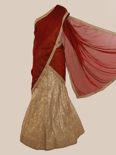

Pothys Maroon Solid Poly Chiffon Lehenga Saree