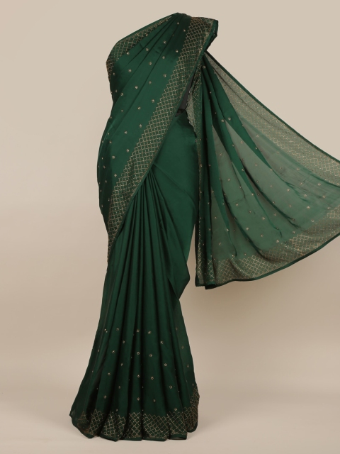 

Pothys Green Embellished Poly Chiffon Saree