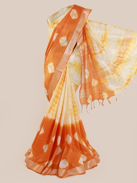 

Pothys Orange Woven Design Linen Blend Saree