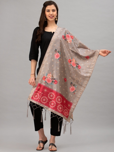 

Satrani Women Grey & Pink Printed Dupatta