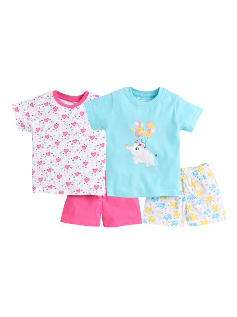 

BUMZEE Pack of 2 Kids Printed T-shirt with Shorts, Blue
