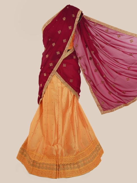 

Pothys Magenta Embroidered Half Saree