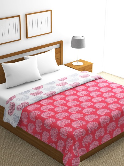 

BIANCA Pink & White Floral AC Room 300 GSM Double Bed Dohar