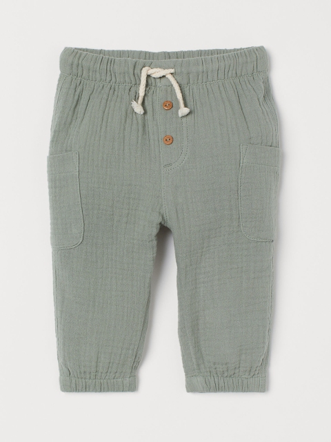 

H&M Infant Boys Green Solid Pure Cotton Pull-on Trousers