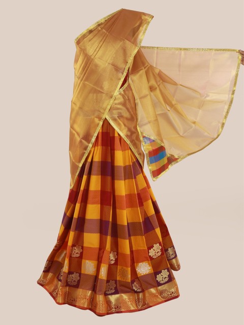 

Pothys Gold-Toned Solid Tissue Saree