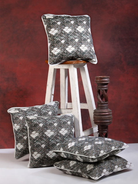 

I AM FOR YOU Black & White Set of 5 Ethnic Motifs Square Cushion Covers