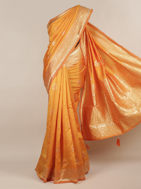 

Pothys Mustard Printed Jute Silk Saree