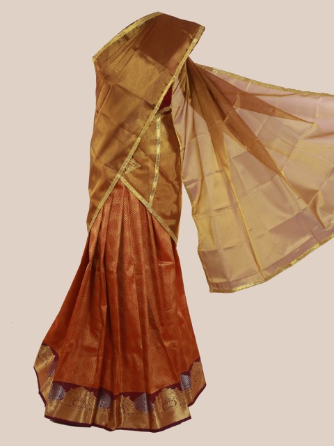 

Pothys Gold-Toned Woven Design Tissue Half Saree