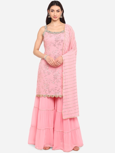 

BOMBAY SELECTIONS Women Pink Embroidered Kurta with Sharara & Dupatta