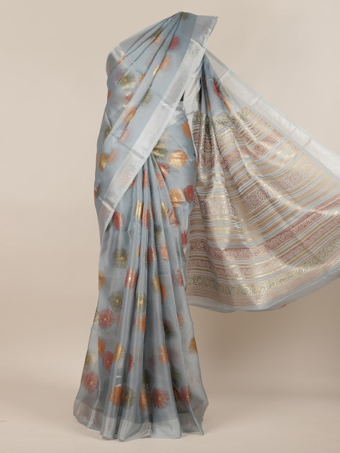 

Pothys Grey Woven Design Tissue Saree