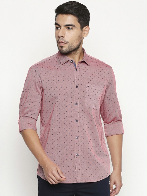 

Basics Men Red Slim Fit Printed Casual Shirt