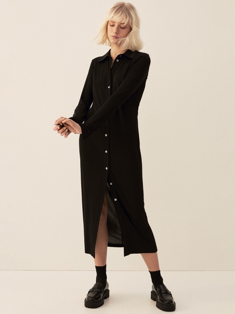 

H&M Women Black Calf-Length Dress