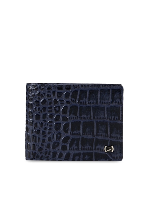 

Da Milano Men Blue Textured Two Fold Leather Wallet