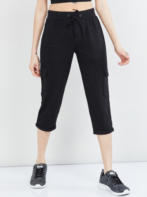 

max Women Charcoal Grey Solid Regular Fit Sports Shorts