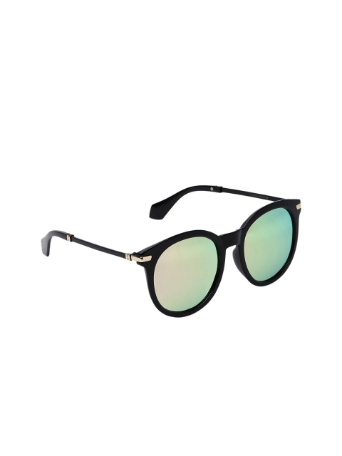 

MARC LOUIS Unisex Green Lens & Black Round Sunglasses with UV Protected Lens